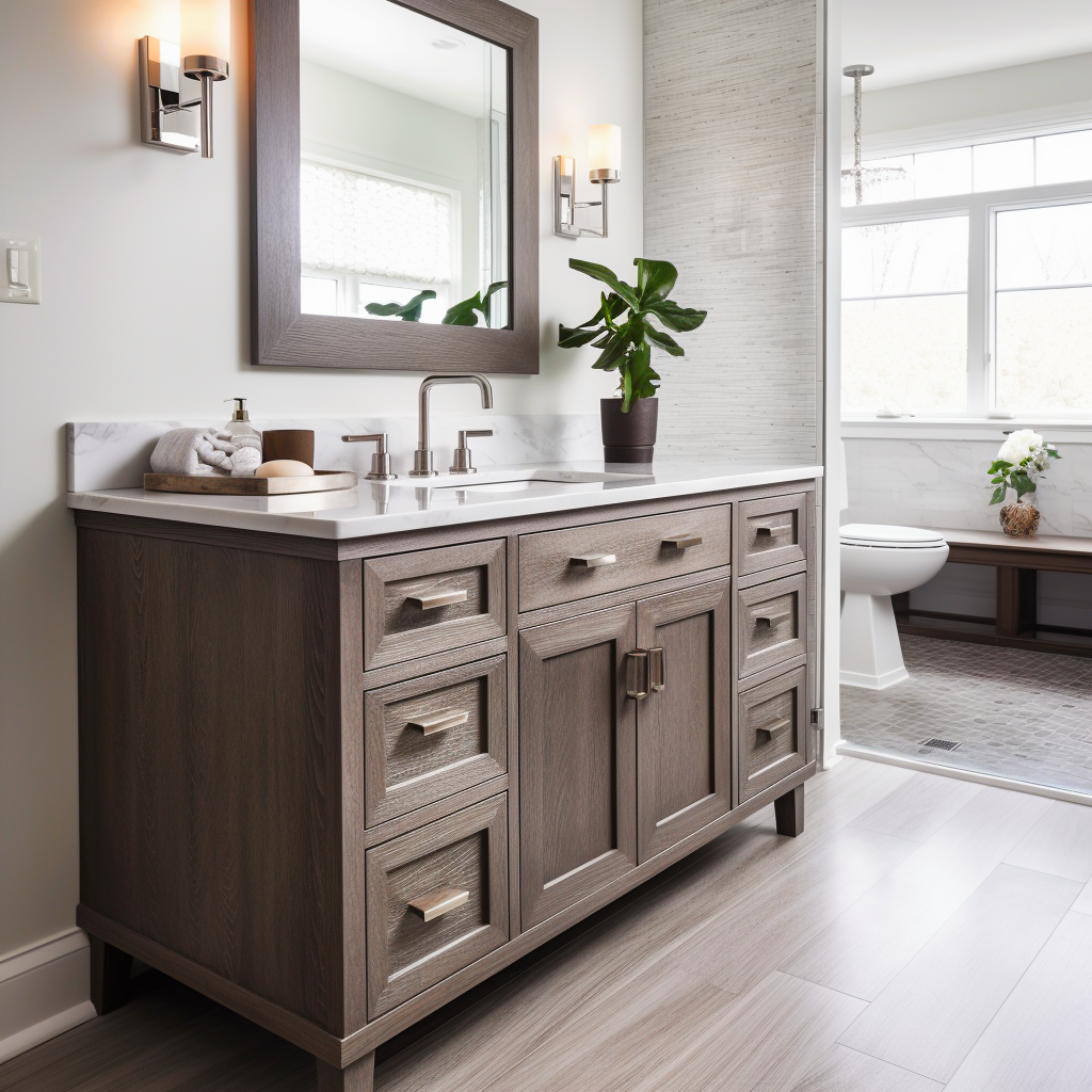 Rebecca single vanity. custom customizable from solid oak hardwood, handmade bespoke, built to order