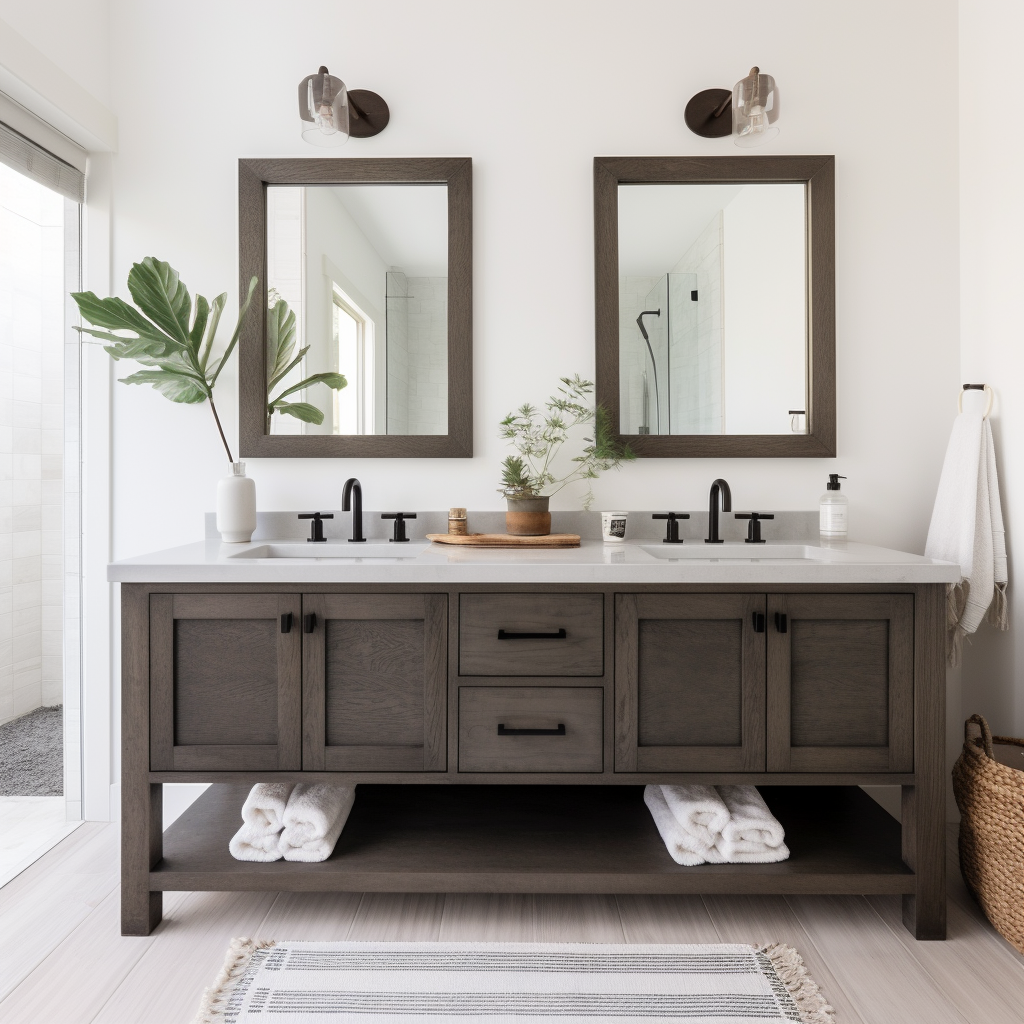 solid red oak customizable and custom built by hand in america from solid red oak by craftsmen carpenters double vanity dark grey dark brown