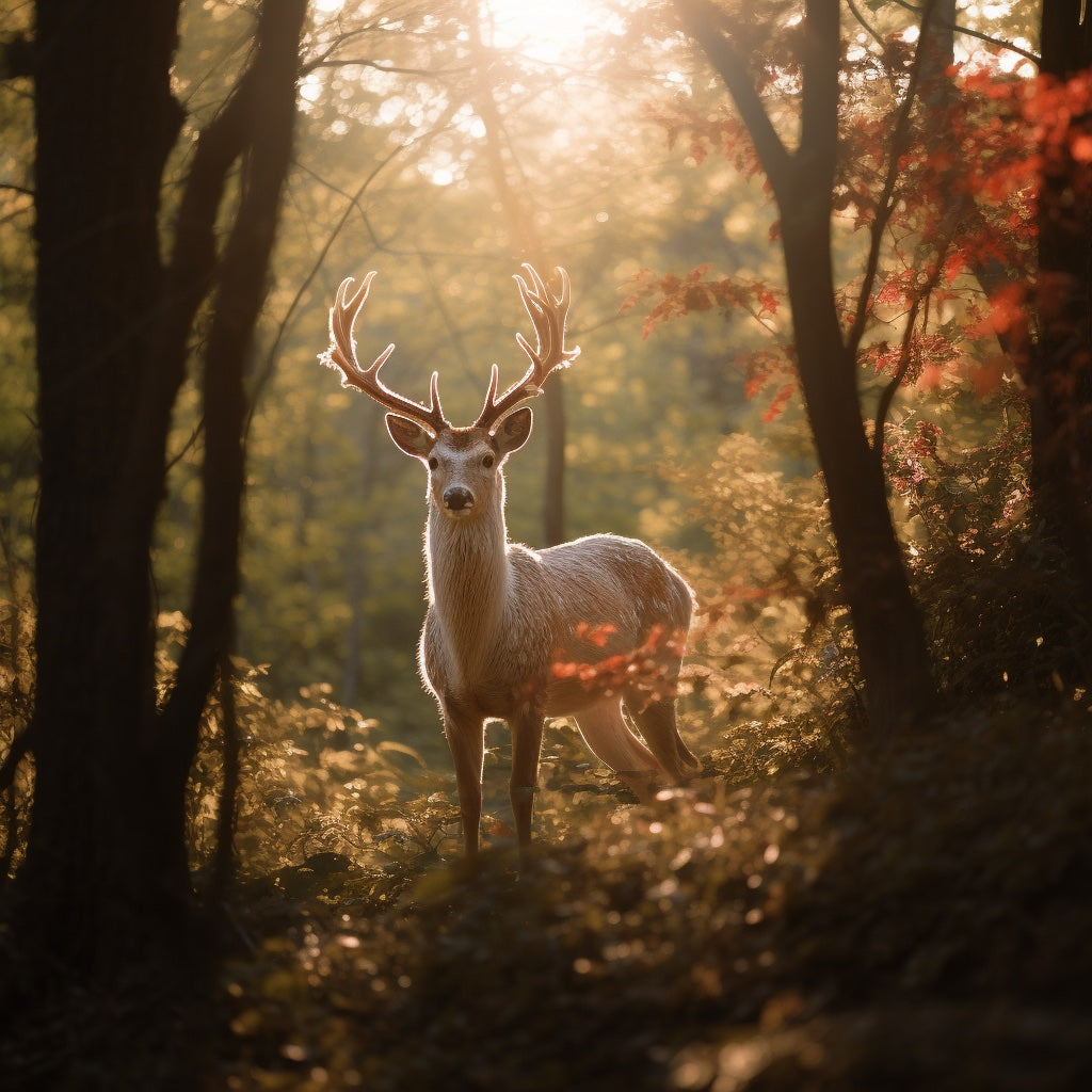 A photo of a deer in the woods, illustrating the importance of sustainability